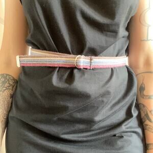 Vintage Fully Adjustable Tri-color Waist Belt Pink Purple Fall Winter Colorful